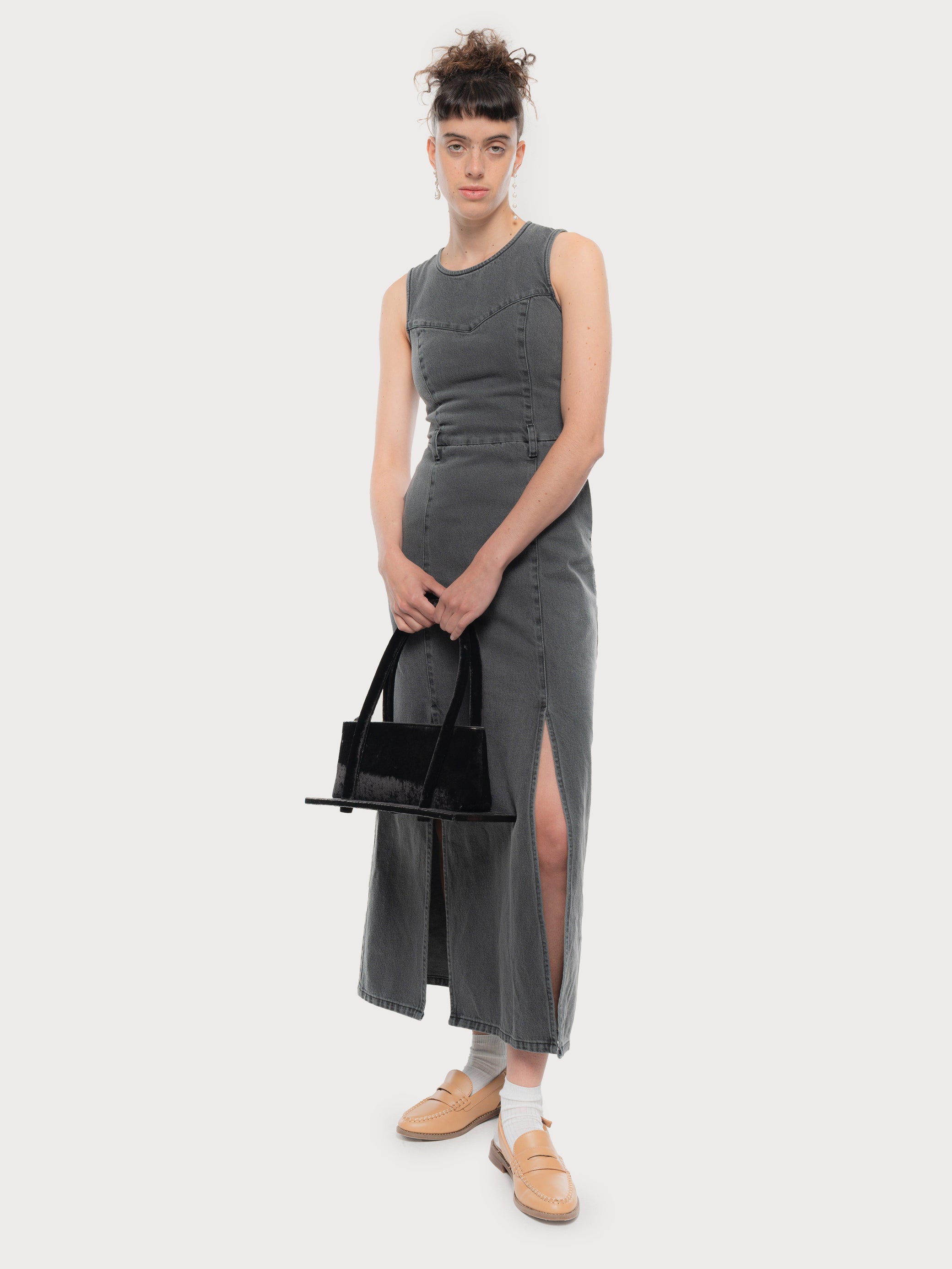 Denim Maxi Dress with Front Splits - KSENIASCHNAIDER Denim Maxi Dress with Front Splits - KSENIASCHNAIDER