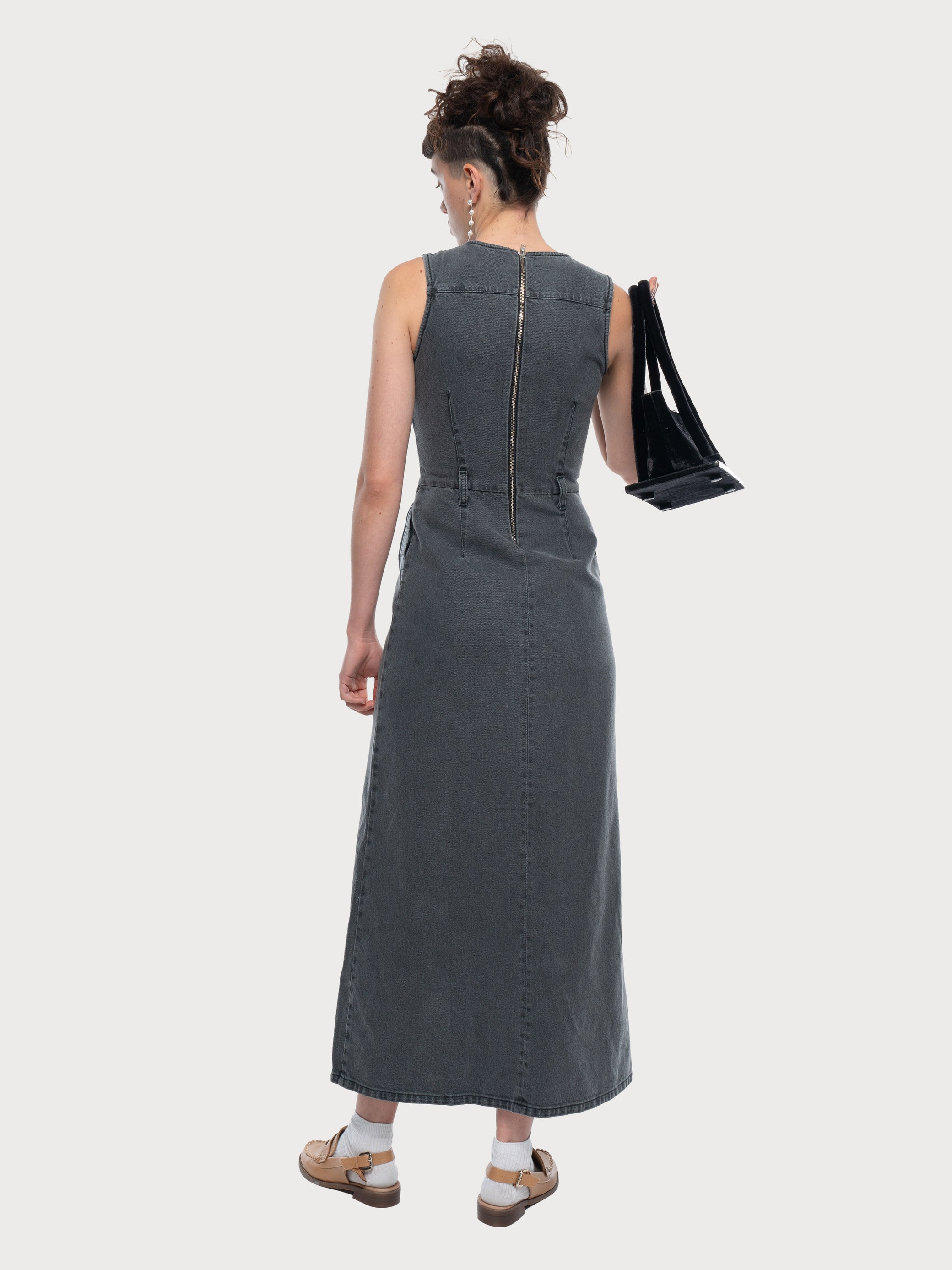 Denim Maxi Dress with Front Splits - KSENIASCHNAIDER Denim Maxi Dress with Front Splits - KSENIASCHNAIDER