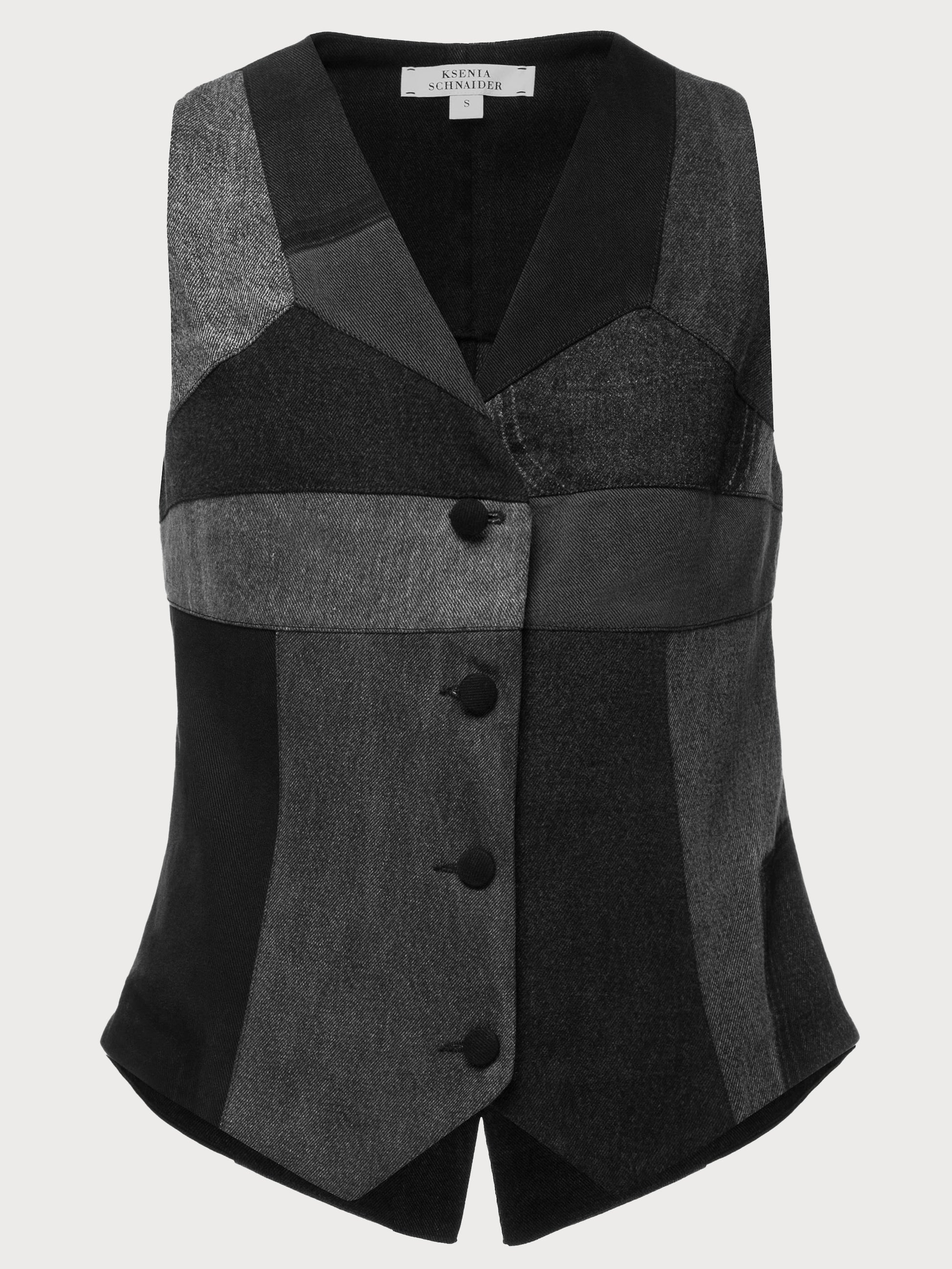 Buy Patchwork Black Vest – Tops by Ksenia Schnaider | Ethical & Sustainable Fashion