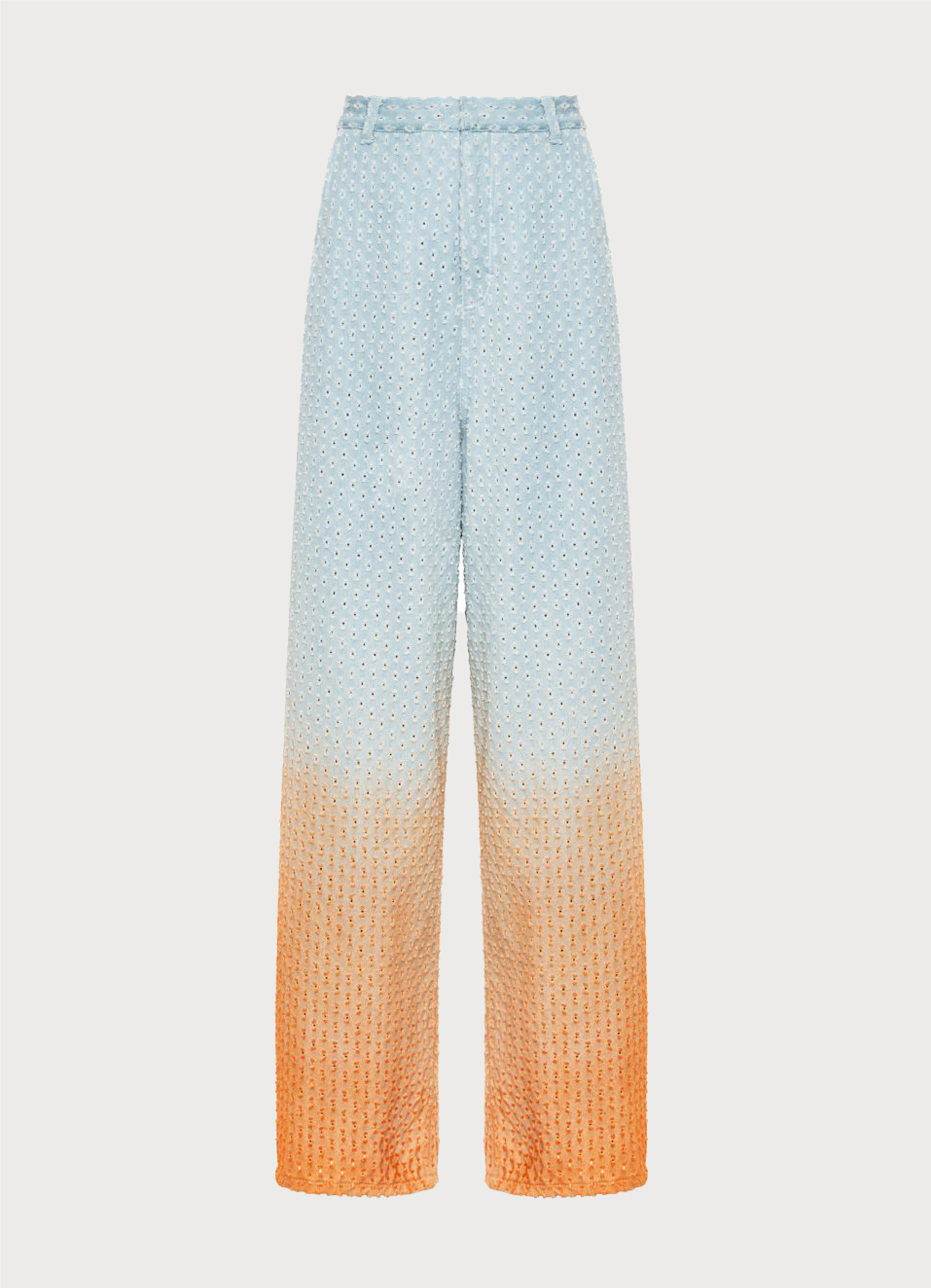 Buy Perforated Jeans with Orange Gradient – Bottoms by Ksenia Schnaider | Ethical & Sustainable Fashion