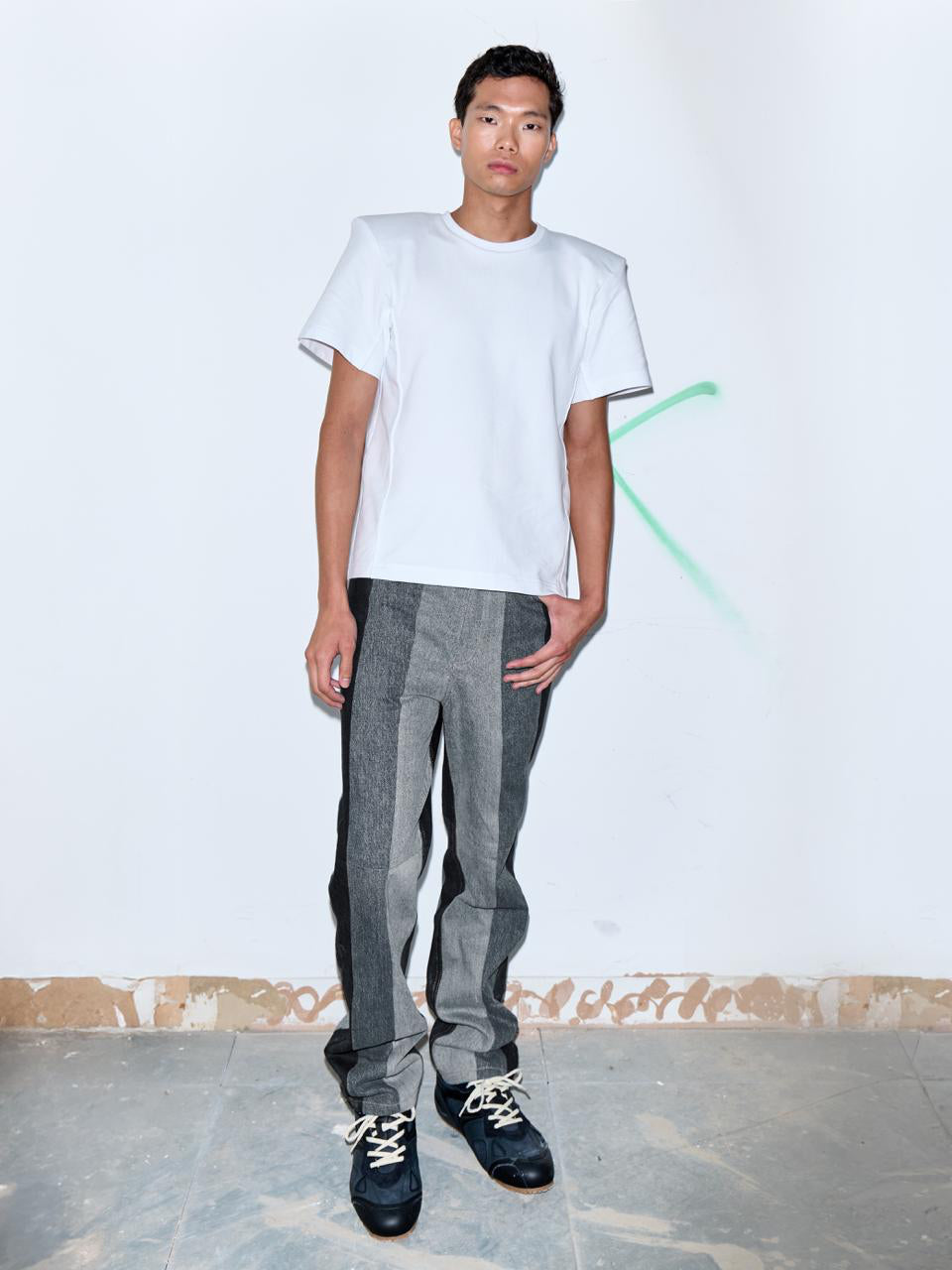 Men's Reworked Striped Flared Jeans