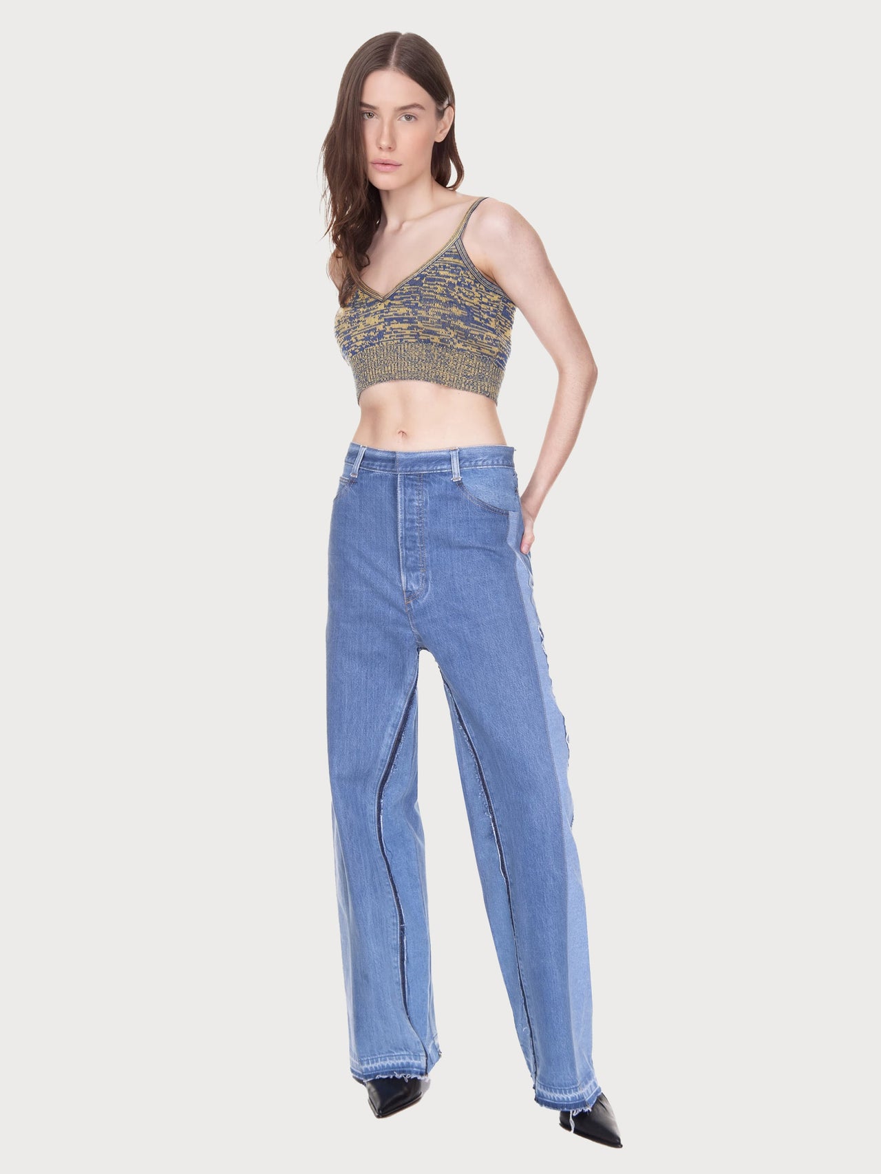 Buy Reworked Denim Wide Jeans – Bottoms by Ksenia Schnaider | Ethical & Sustainable Fashion