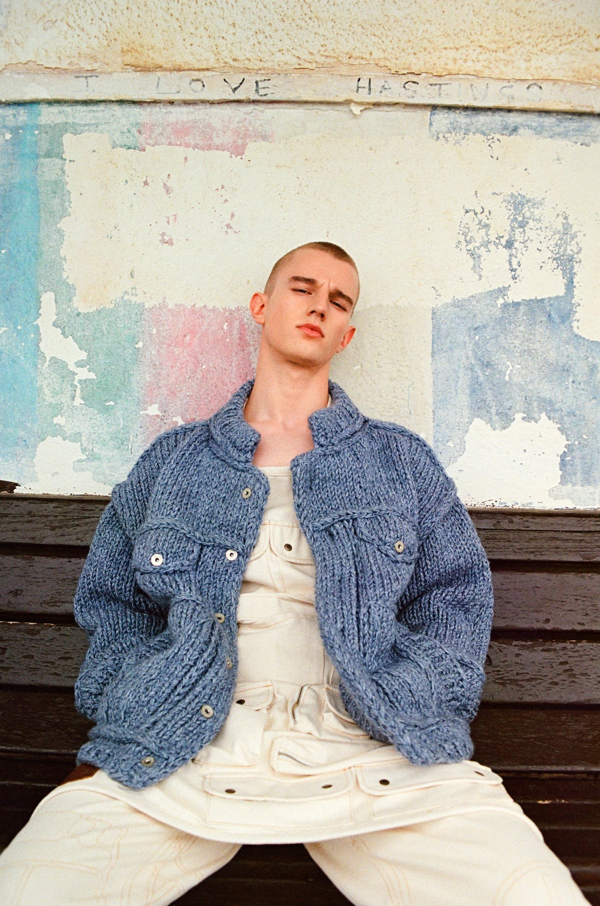 Buy Hand Knitted Denim Jacket – Outerwear by Ksenia Schnaider | Ethical & Sustainable Fashion