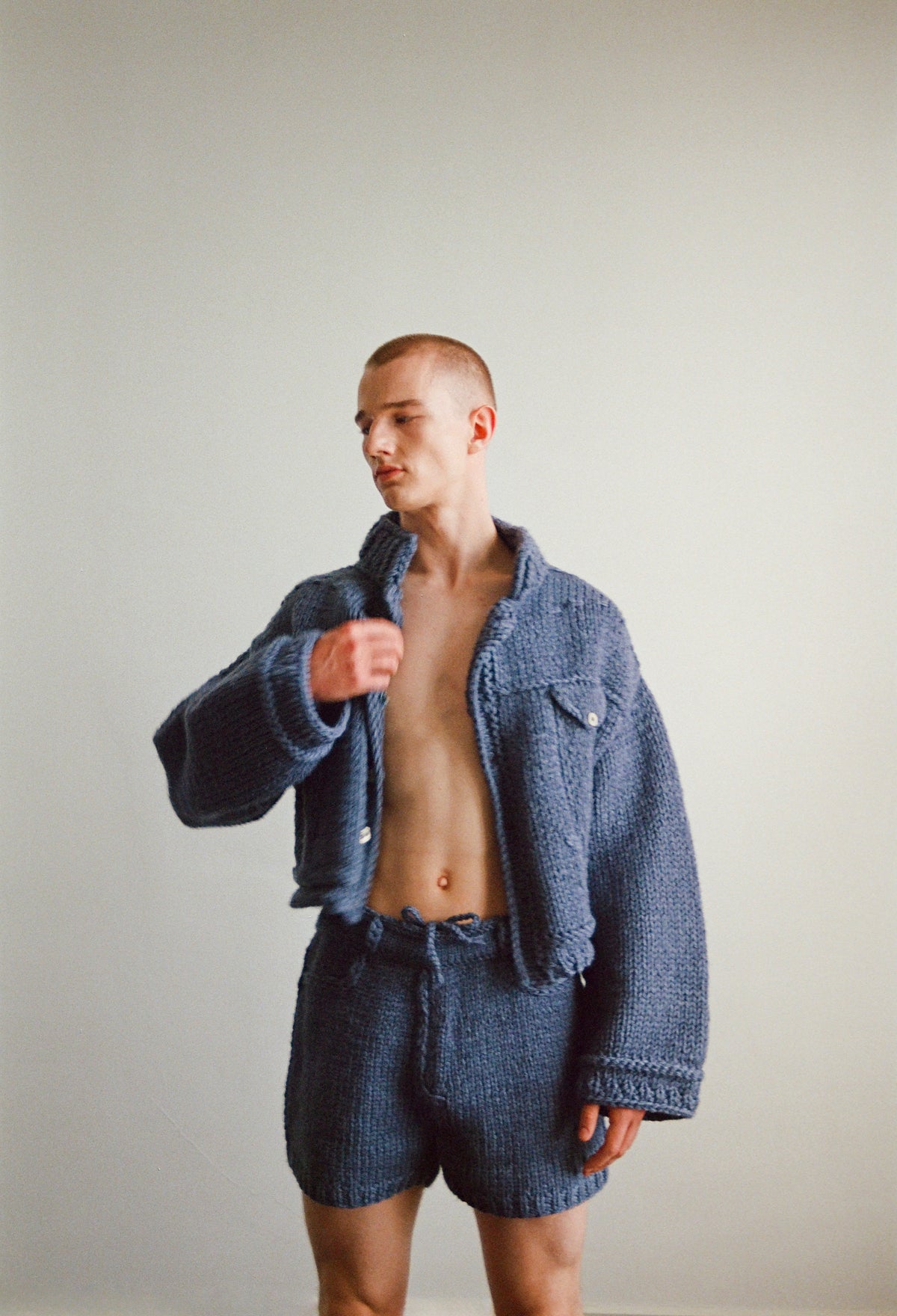 Buy Hand Knitted Denim Shorts – Bottoms by Ksenia Schnaider | Ethical & Sustainable Fashion