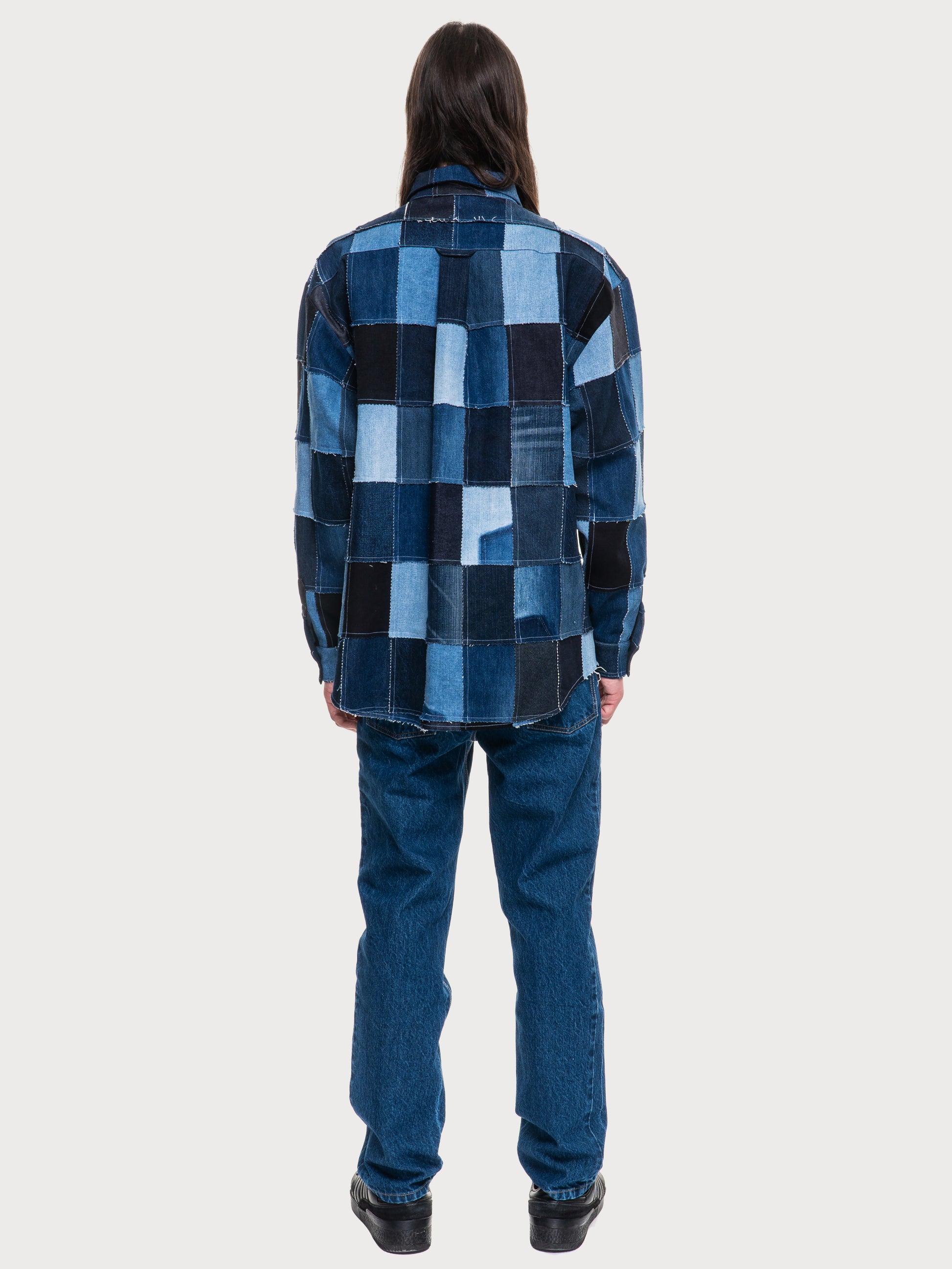 Buy Patchwork Blue Shirt – Tops by Ksenia Schnaider | Ethical & Sustainable Fashion