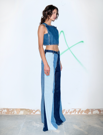 Reworked Striped Flared Jeans