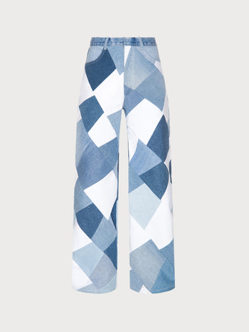 Buy Patchwork Wide Jeans – Bottoms by Ksenia Schnaider | Ethical & Sustainable Fashion