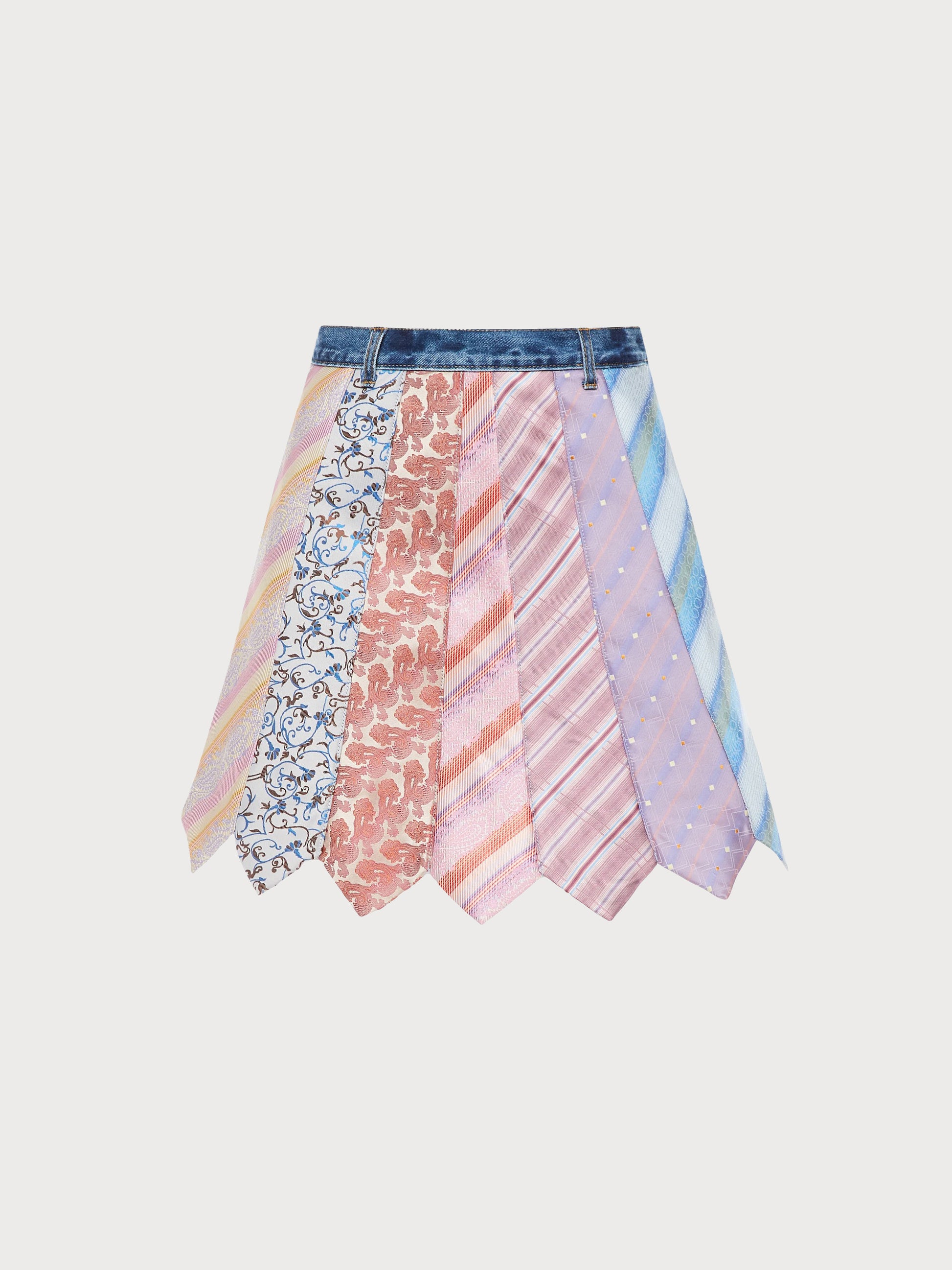 Buy Tie-Madness Skirt with Blue Denim Belt – Bottoms by Ksenia Schnaider | Ethical & Sustainable Fashion