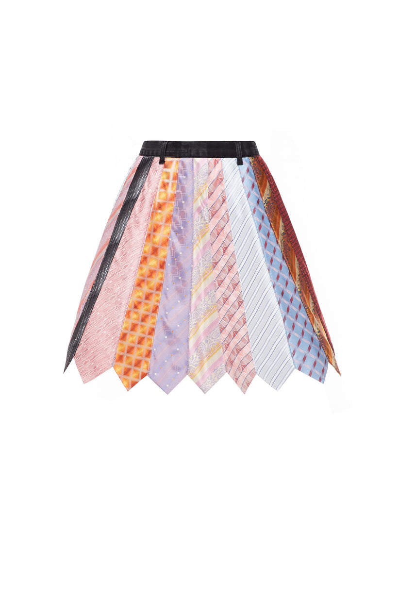 Tie-Madness Skirt with Black Denim Belt image
