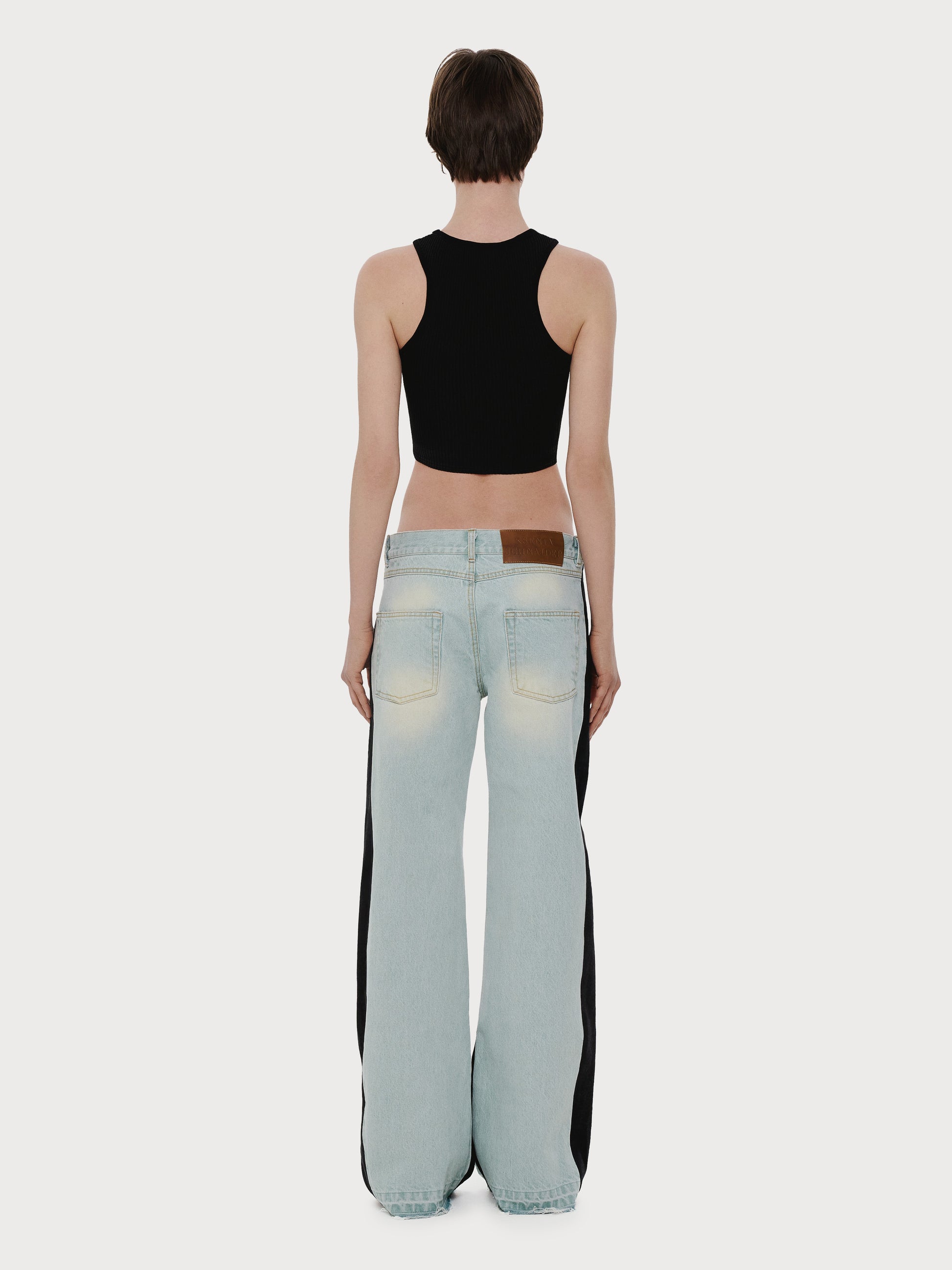 Buy Wide Jeans with Contrast Side Lines – Bottoms by Ksenia Schnaider | Ethical & Sustainable Fashion