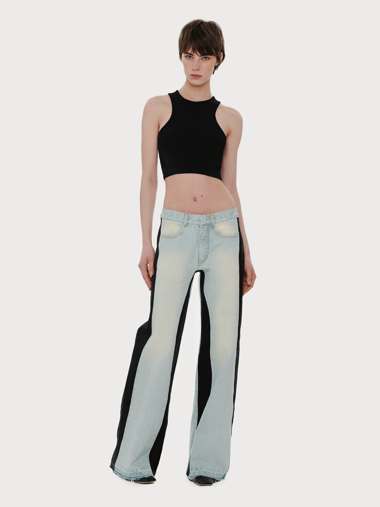 Buy Wide Jeans with Contrast Side Lines – Bottoms by Ksenia Schnaider | Ethical & Sustainable Fashion