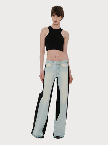 Buy Wide Jeans with Contrast Side Lines – Bottoms by Ksenia Schnaider | Ethical & Sustainable Fashion