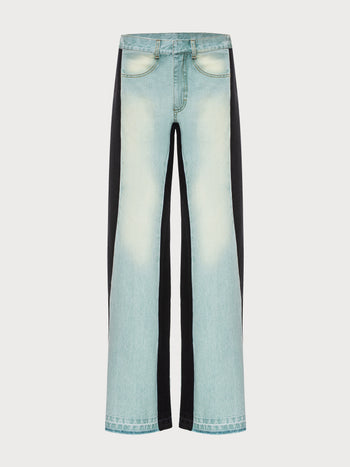 Buy Wide Jeans with Contrast Side Lines – Bottoms by Ksenia Schnaider | Ethical & Sustainable Fashion