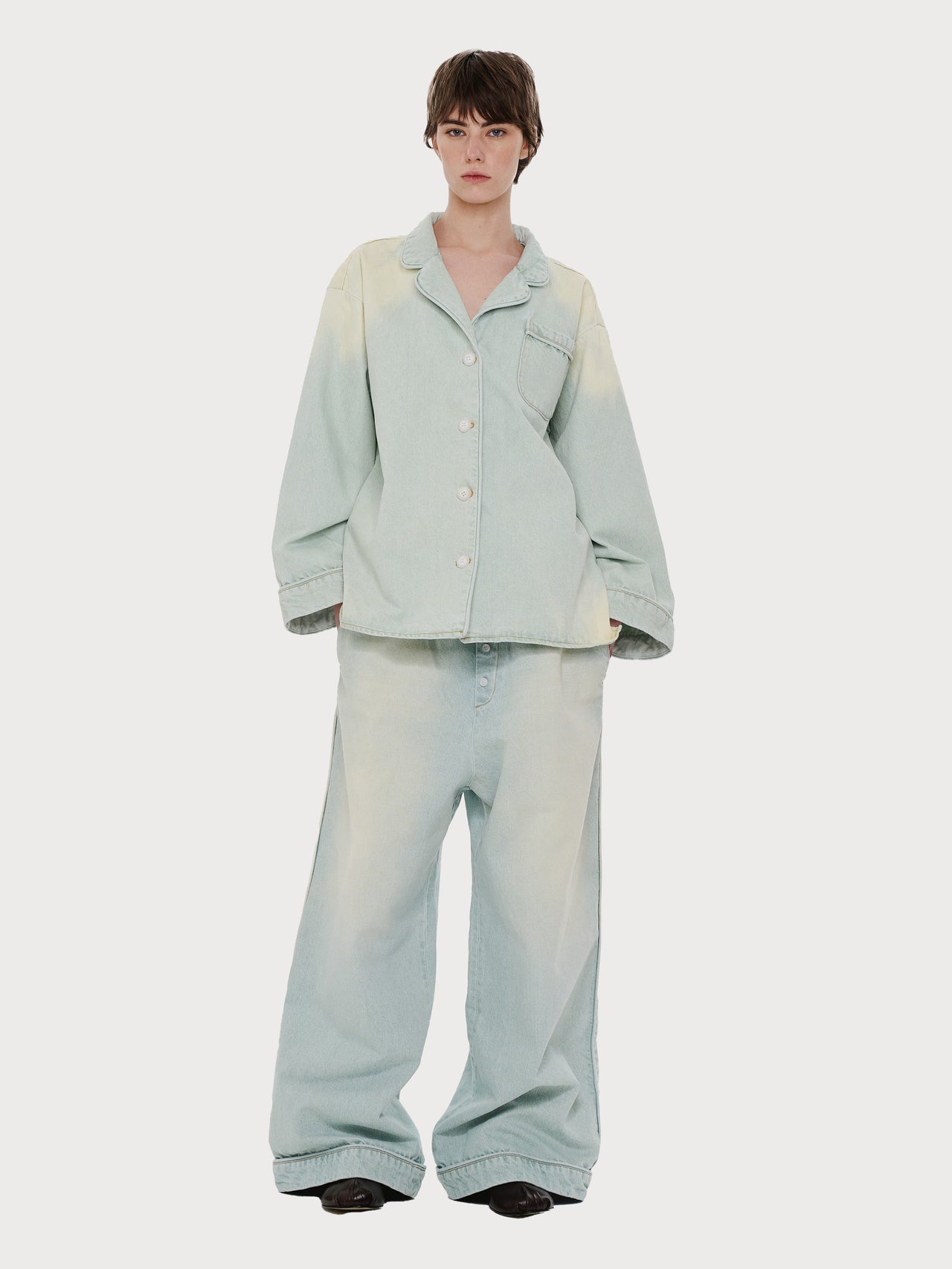 Buy Denim Pyjama Overshirt – Outerwear by Ksenia Schnaider | Ethical & Sustainable Fashion