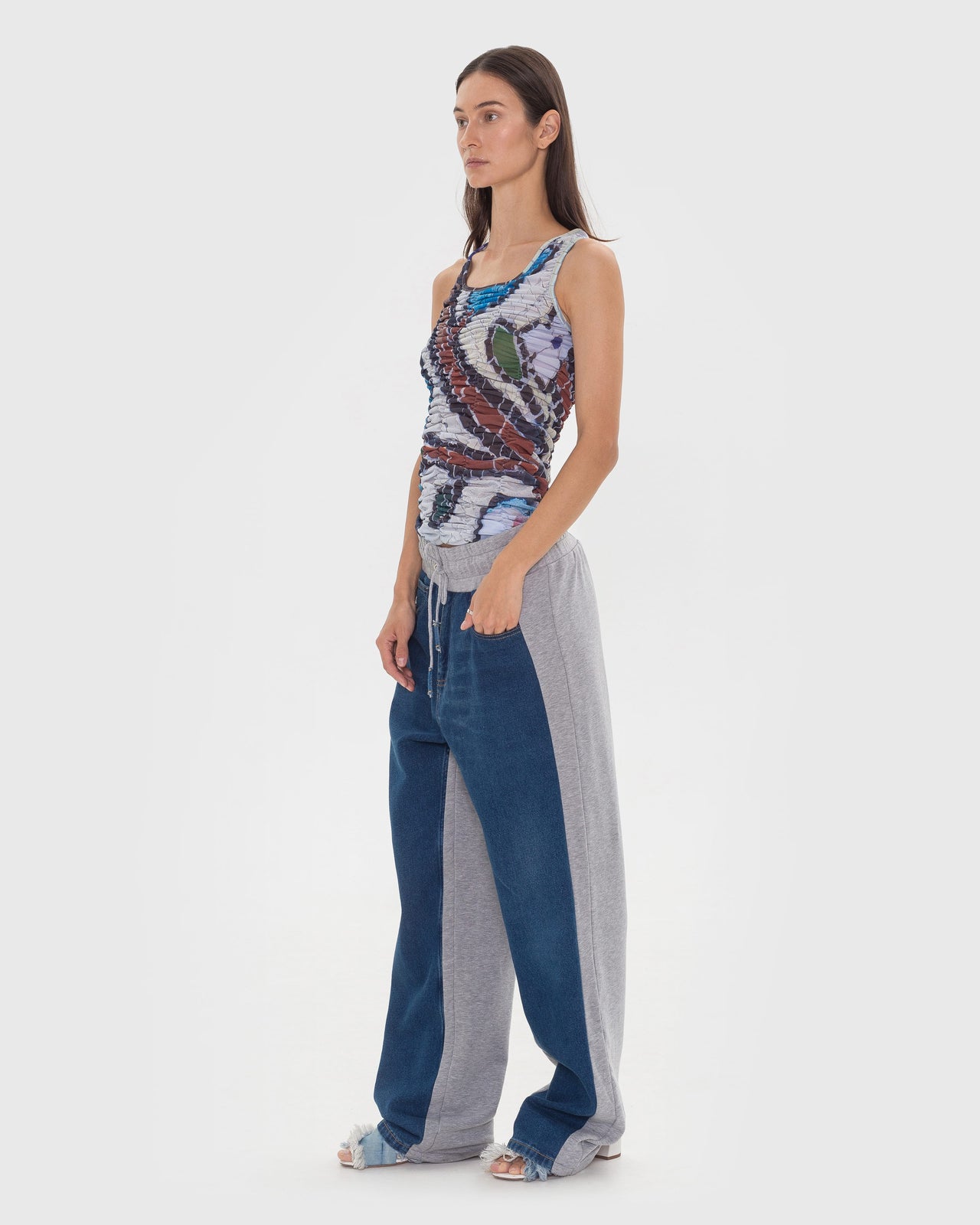 Buy Yin Yang Denim Joggers – Bottoms by Ksenia Schnaider | Ethical & Sustainable Fashion