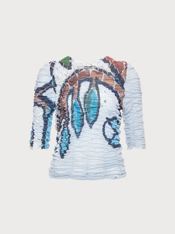 Draped Mosaic Mesh Crop Top