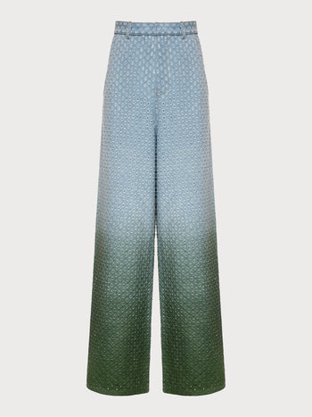 Buy Perforated Jeans with Green Gradient – Bottoms by Ksenia Schnaider | Ethical & Sustainable Fashion