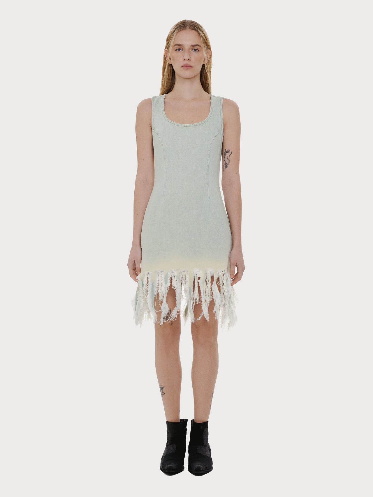 Buy Denim Medusa Dress with Vintage Effect – Dresses by Ksenia Schnaider | Ethical & Sustainable Fashion