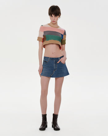 Buy Reworked Denim Skort – Bottoms by Ksenia Schnaider | Ethical & Sustainable Fashion