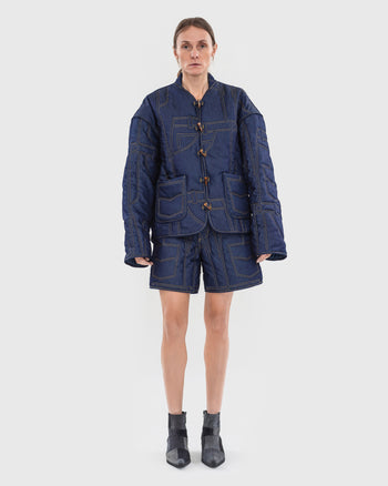 Quilted Denim Shorts
