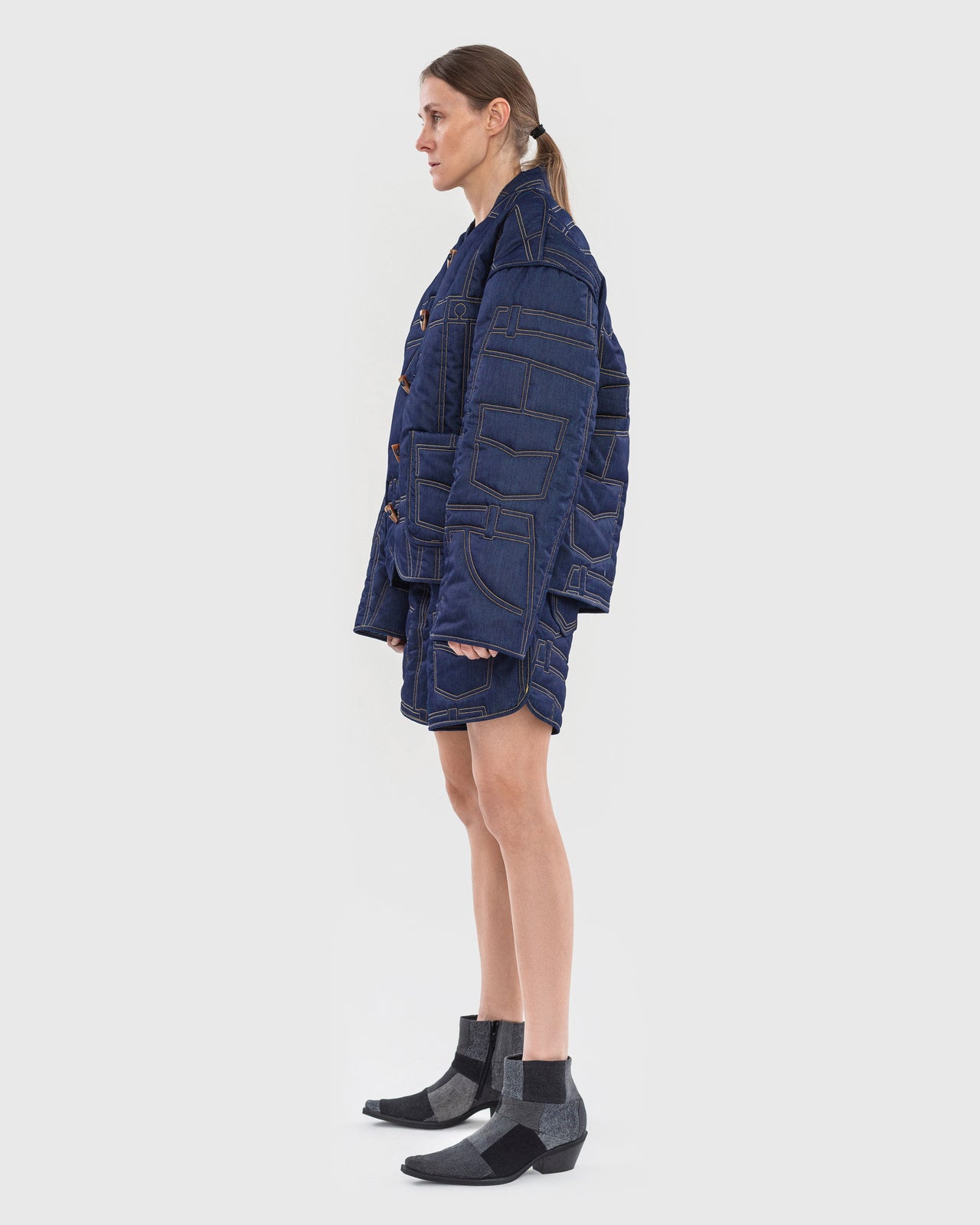 Buy Quilted Denim Shorts – Bottoms by Ksenia Schnaider | Ethical & Sustainable Fashion