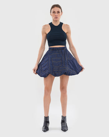 Quilted Denim Mini Skirt