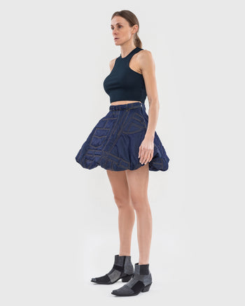 Quilted Denim Mini Skirt