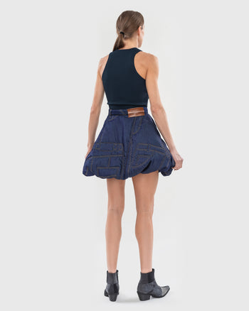 Quilted Denim Mini Skirt