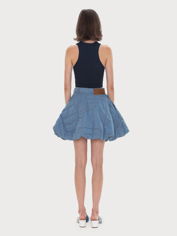 Buy Quilted Denim Mini Skirt – Bottoms by Ksenia Schnaider | Ethical & Sustainable Fashion