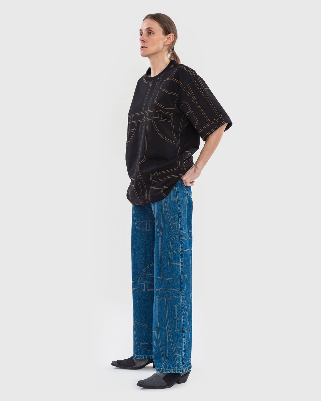 Buy Quilted Wide Jeans – Bottoms by Ksenia Schnaider | Ethical & Sustainable Fashion