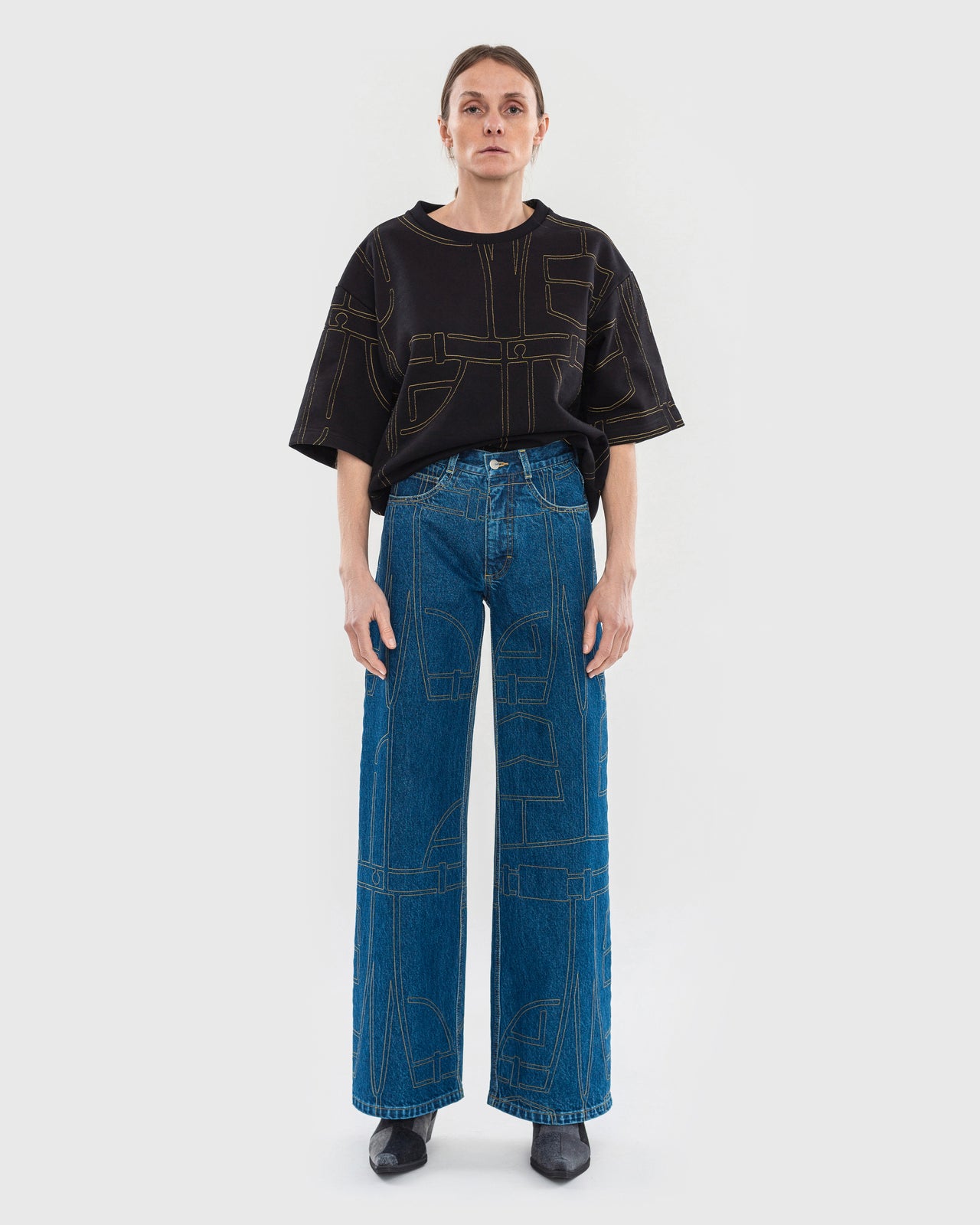 Quilted Wide Jeans