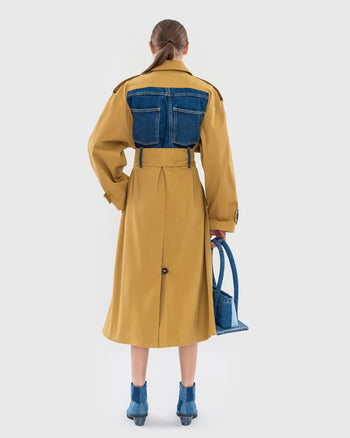 Reworked Trench with Denim Back Detail