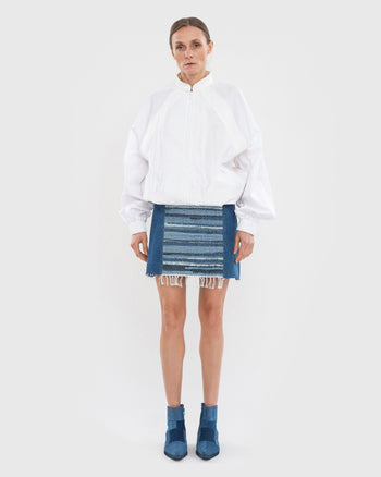 Reworked Mini Skirt with Denim Rug Detail