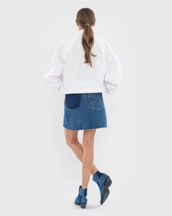 Reworked Mini Skirt with Denim Rug Detail