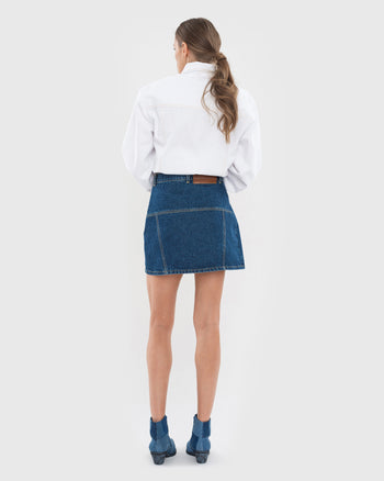 Facing Denim Mini Skirt