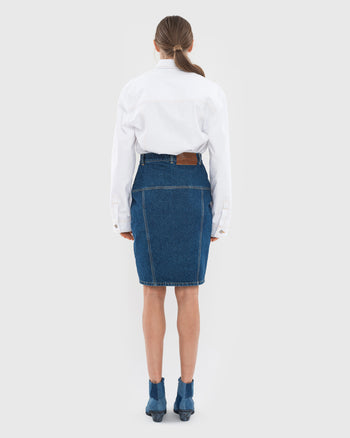 Facing Denim Midi Skirt