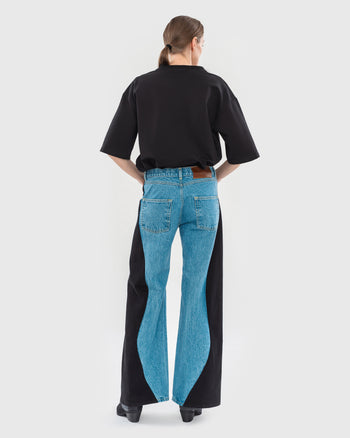 Flared Wavy Jeans with Contrast Side Lines