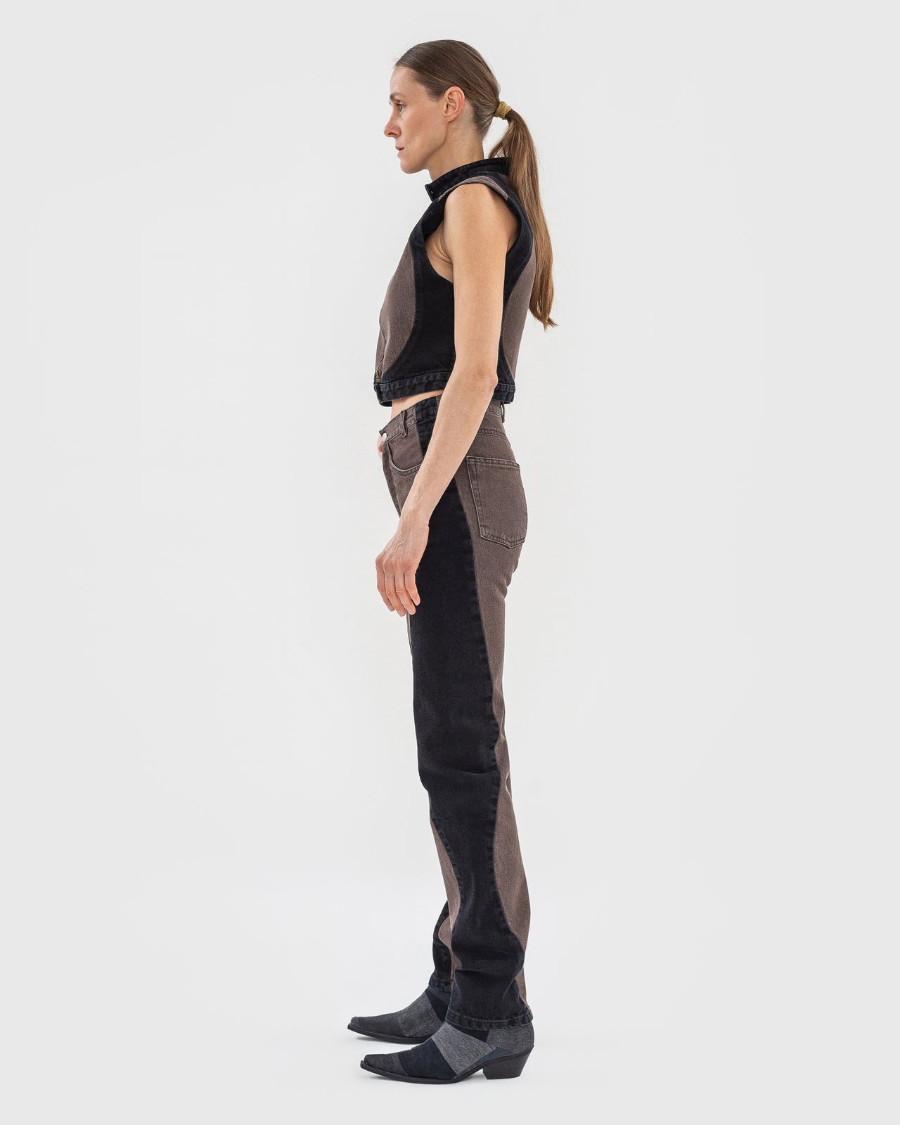 Buy Wavy Jeans with Contrast Side Lines – Bottoms by Ksenia Schnaider | Ethical & Sustainable Fashion