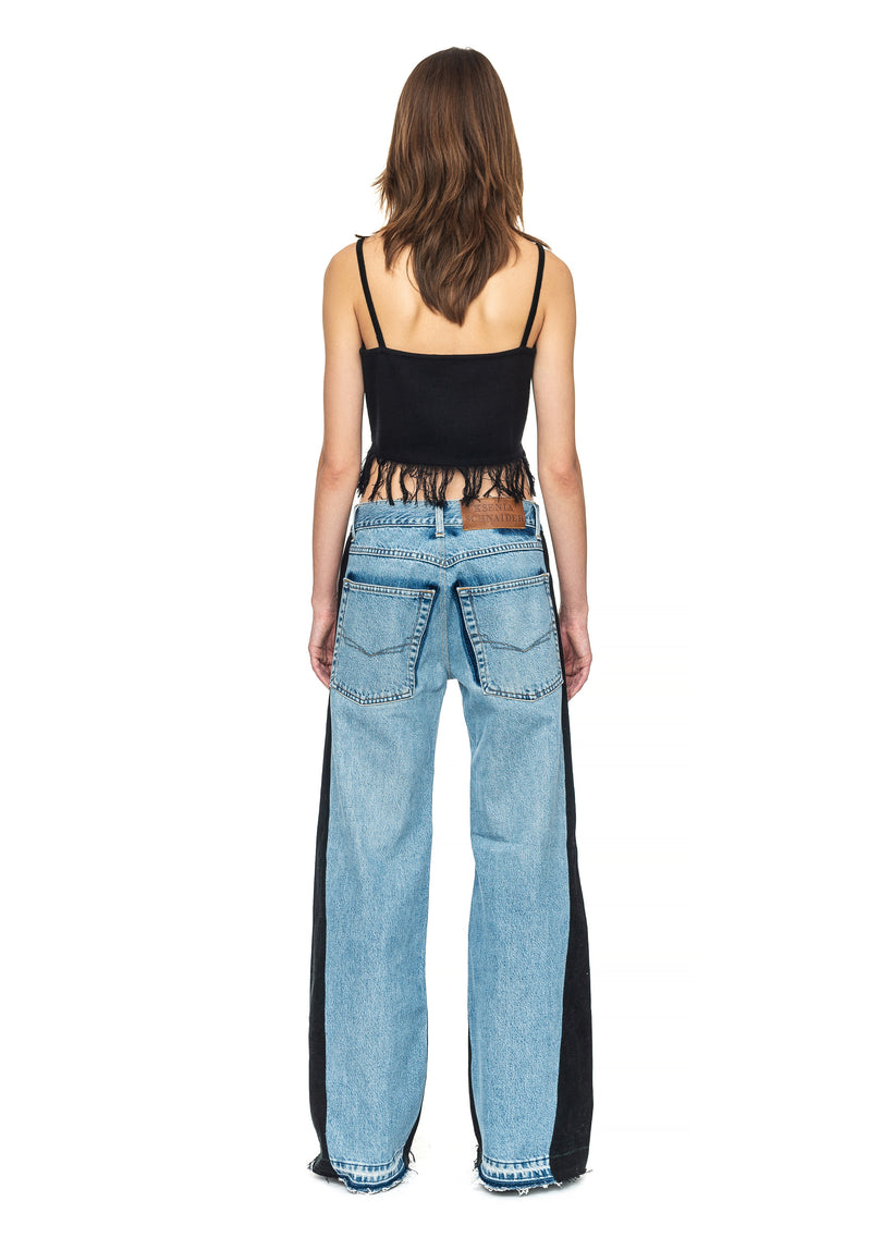 Wide Jeans with Wide Contrast Side Lines image