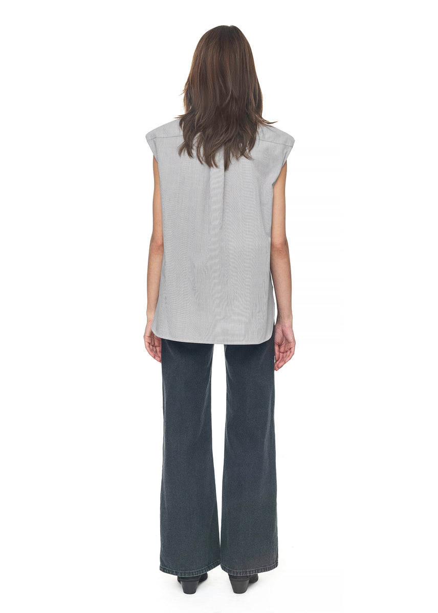 Romantic Sleeveless Shirt with Statement Shoulders image
