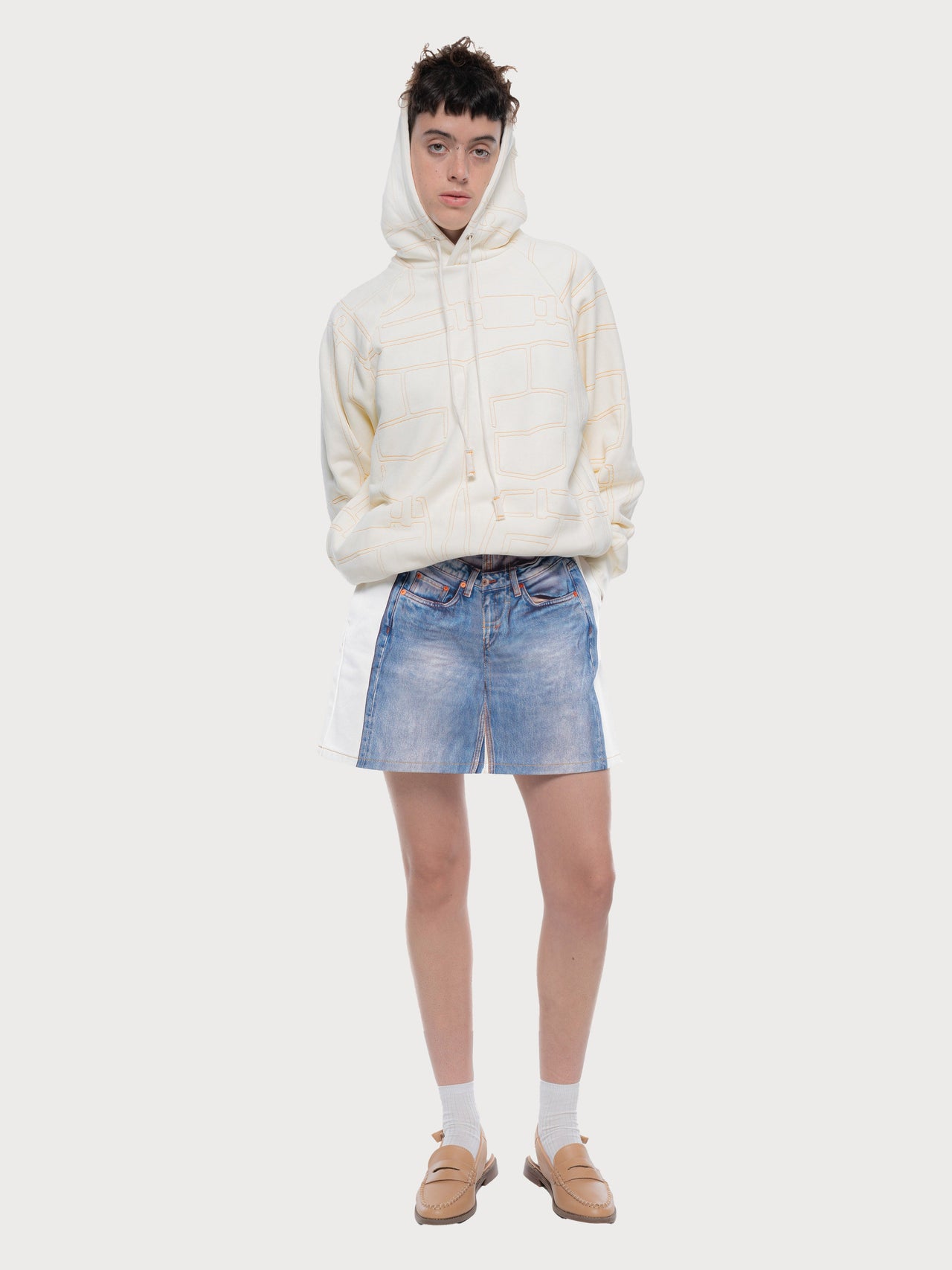 Buy Denim Stitch Hoodie – Tops by Ksenia Schnaider | Ethical & Sustainable Fashion