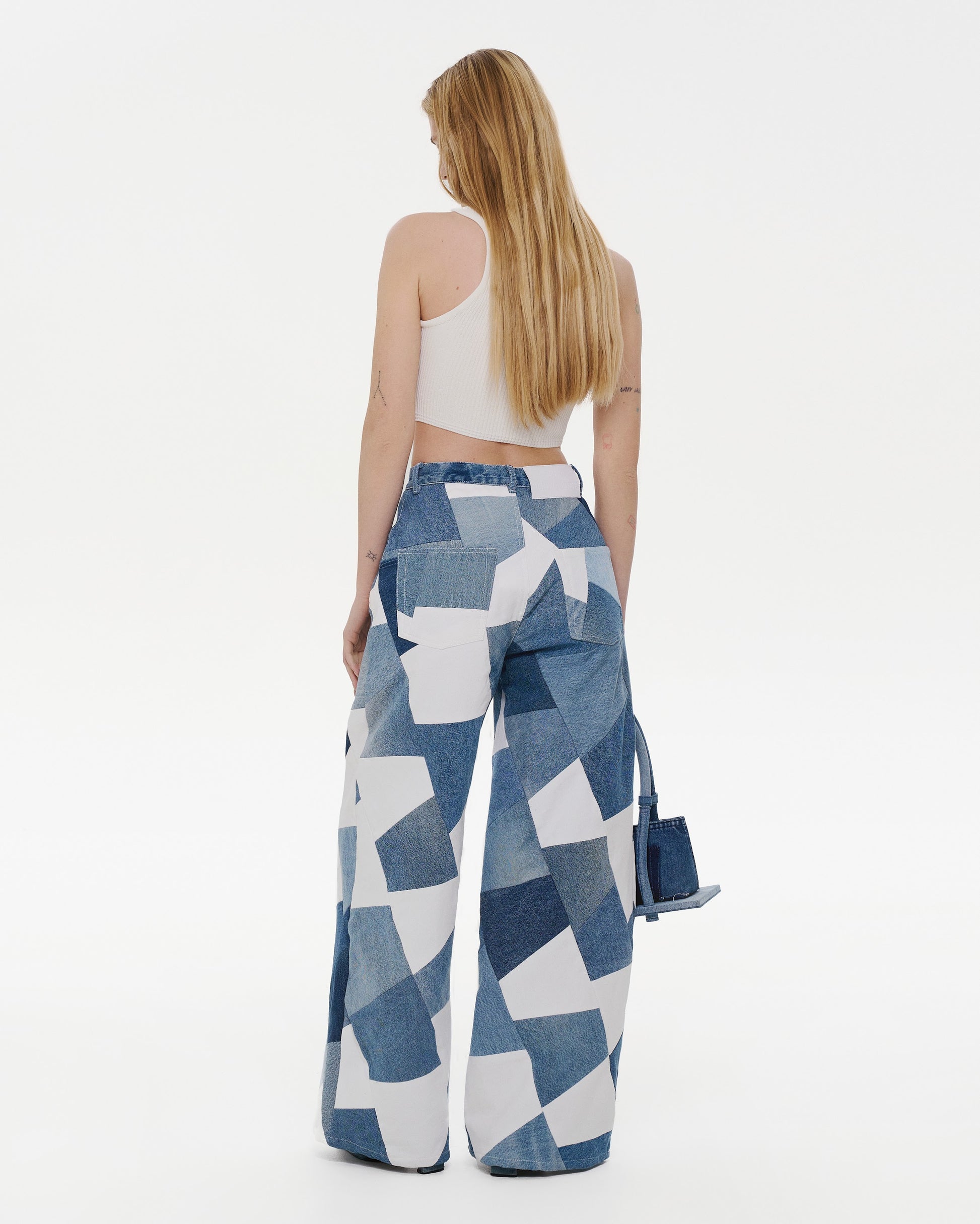 Buy Patchwork Wide Jeans – Bottoms by Ksenia Schnaider | Ethical & Sustainable Fashion