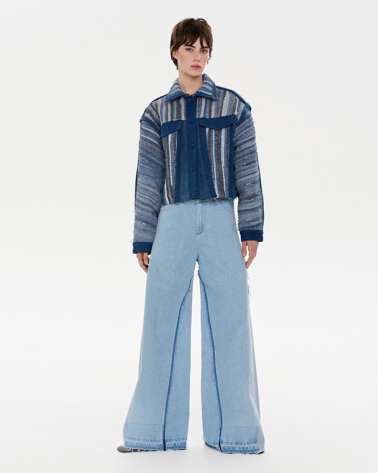 Buy Reworked Denim Wide Jeans – Bottoms by Ksenia Schnaider | Ethical & Sustainable Fashion