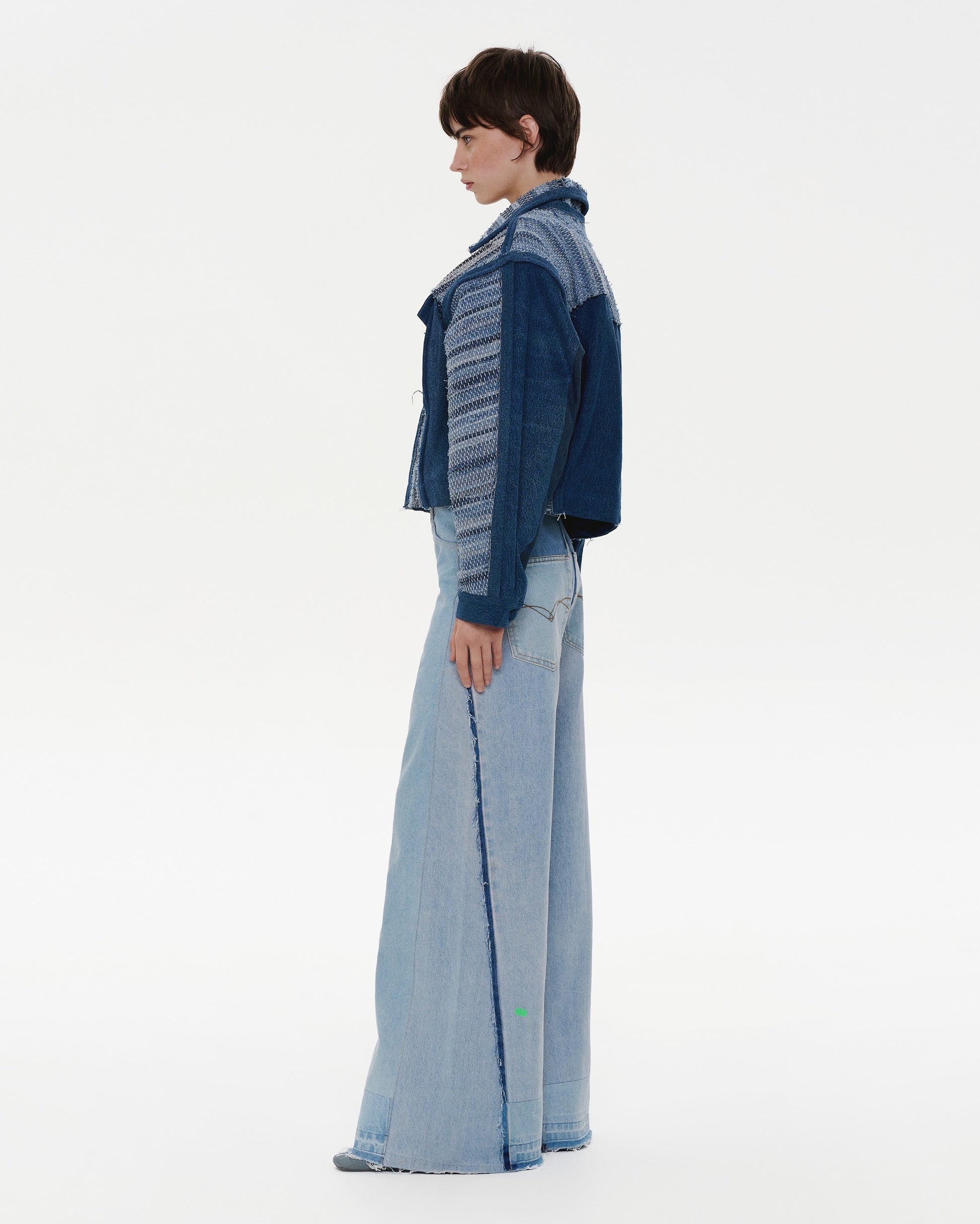 Buy Reworked Denim Wide Jeans – Bottoms by Ksenia Schnaider | Ethical & Sustainable Fashion