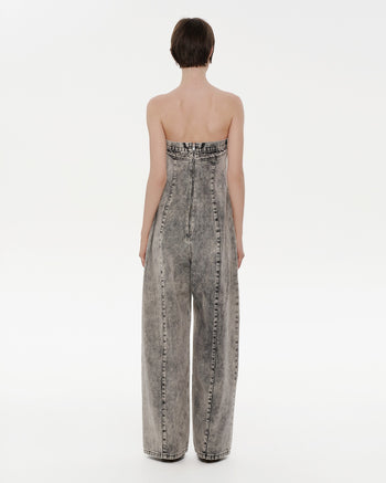 Buy Grey Acid Wash Denim Overall – Bottoms by Ksenia Schnaider | Ethical & Sustainable Fashion