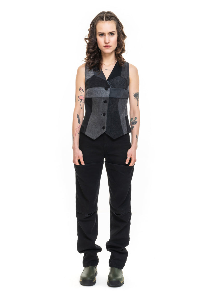Patchwork Black Vest image