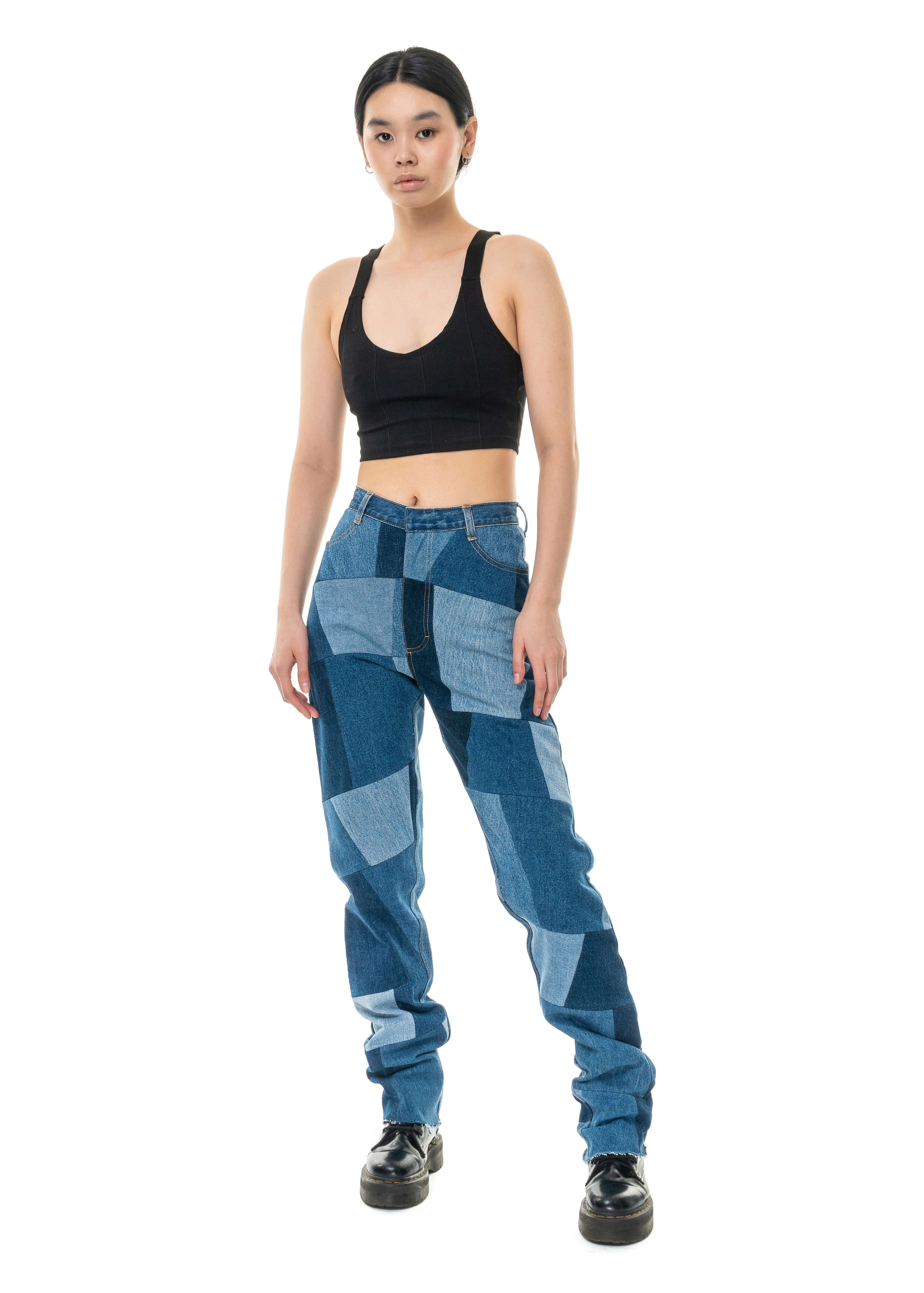 Patchwork Mom Jeans image