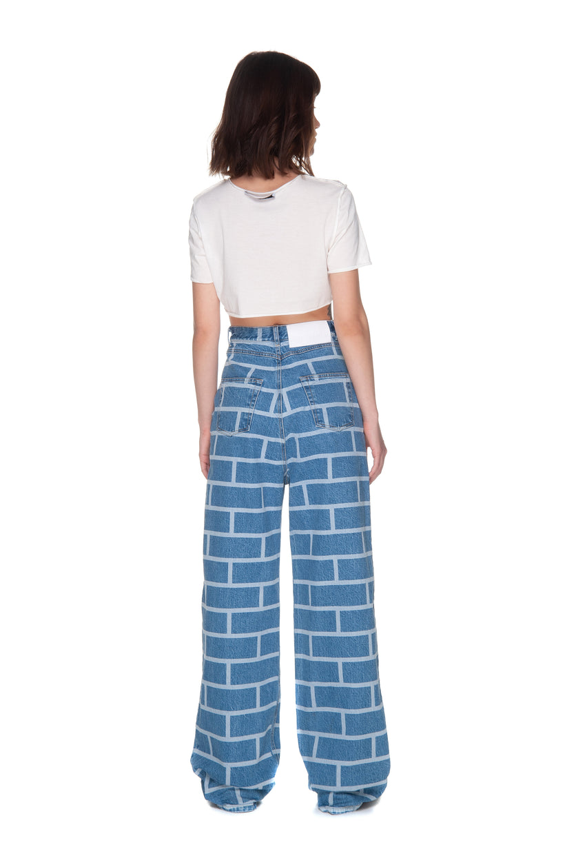 Wide Jeans With Brick Print image